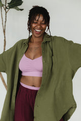 Corduroy Shaket - Organic cotton button down shirt jacket - knit corduroy