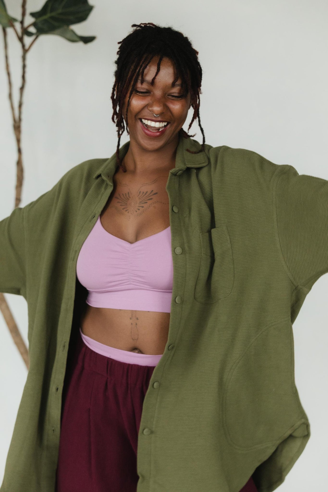 Corduroy Shaket - Organic cotton button down shirt jacket - knit corduroy