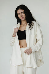 Corduroy Shaket - Organic cotton button down shirt jacket - knit corduroy