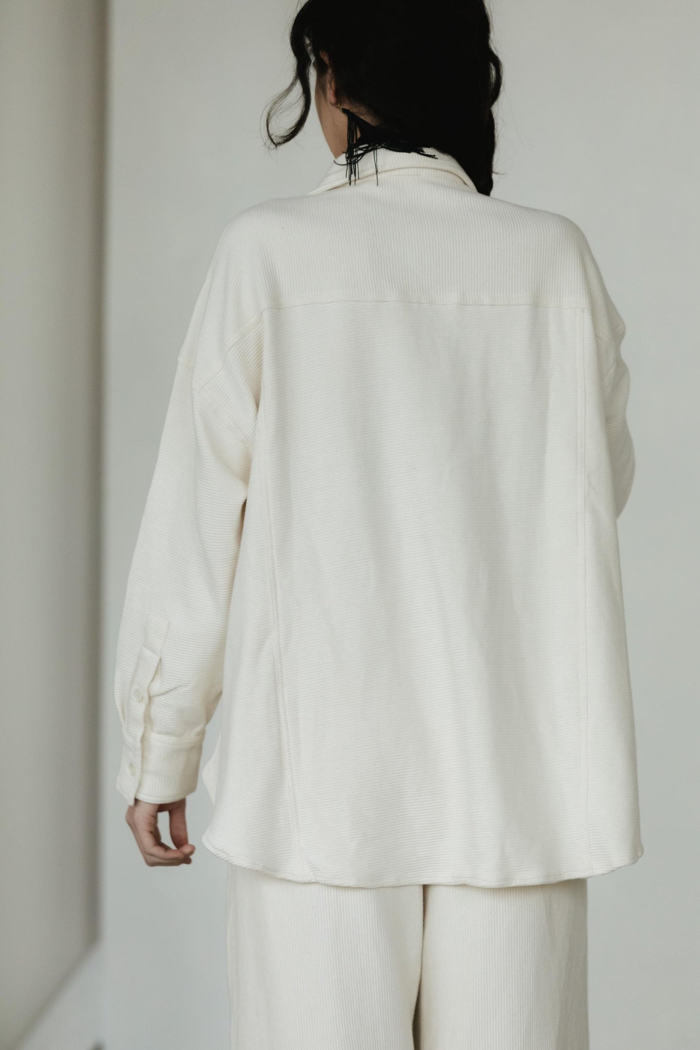 Corduroy Shaket - Organic cotton button down shirt jacket - knit corduroy