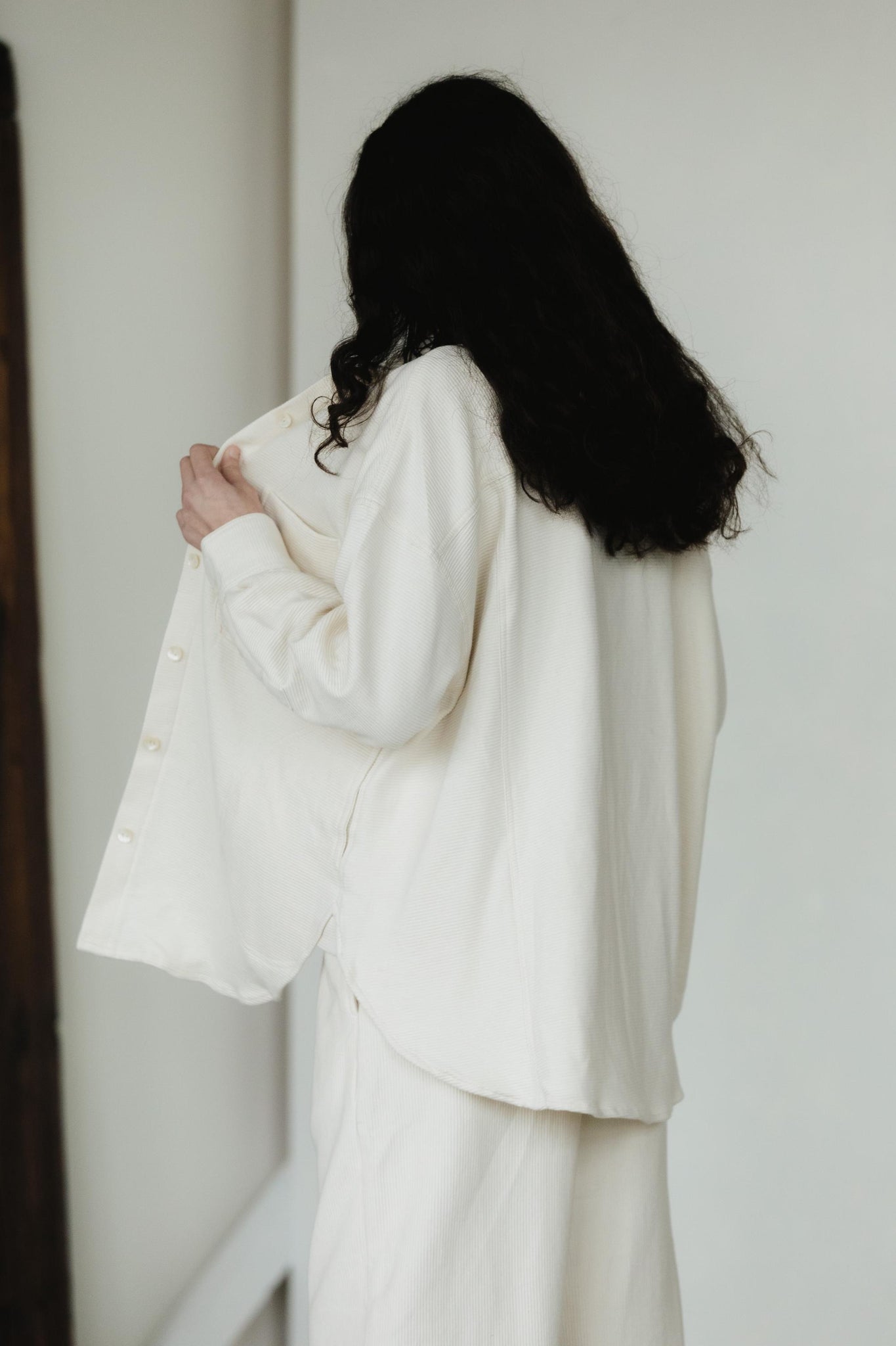 Corduroy Shaket - Organic cotton button down shirt jacket - knit corduroy