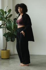 Zsuzsi Pants - Corduroy Wide leg organic cotton pants with elastic waist drawstring and pockets