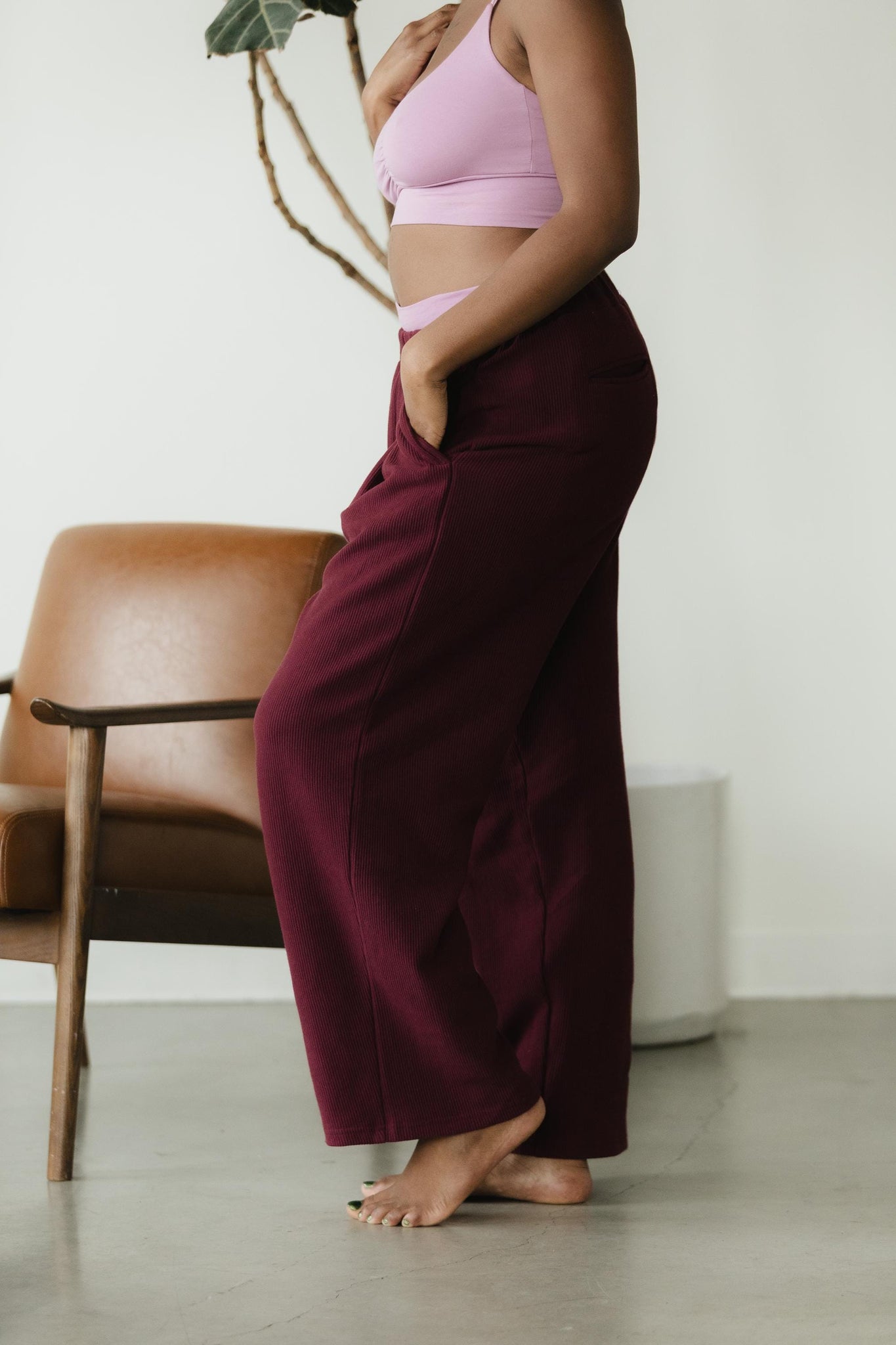 Zsuzsi Pants - Corduroy Wide leg organic cotton pants with elastic waist drawstring and pockets