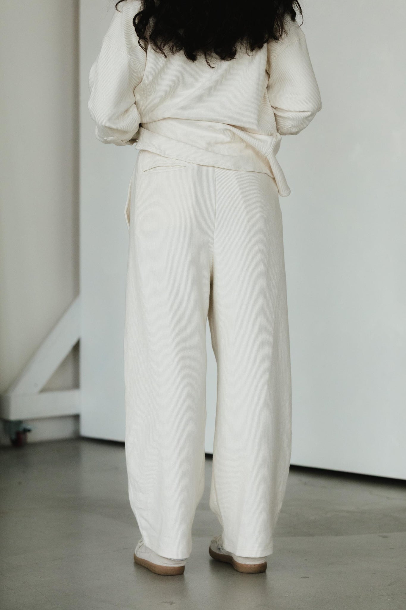 Zsuzsi Pants - Corduroy Wide leg organic cotton pants with elastic waist drawstring and pockets