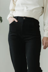 High Rise Corduroy Pants - 100% organic cotton knit corduroy high waisted pants with rolled cuff - pockets