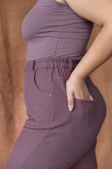 High Rise Corduroy Pants - 100% organic cotton knit corduroy high waisted pants with rolled cuff - pockets