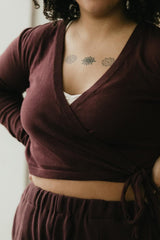 Colibrí Wrap Sweater - organic cotton wrap lightweight wrap around sweater - tie around full sleeve v neck sweater