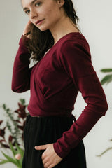 Colibrí Wrap Sweater - organic cotton wrap lightweight wrap around sweater - tie around full sleeve v neck sweater