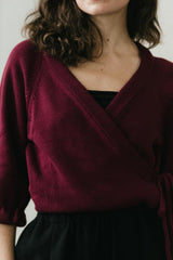 Rosita Wrap - Cropped organic cotton wraparound sweater with ties