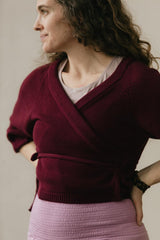 Rosita Wrap - Cropped organic cotton wraparound sweater with ties
