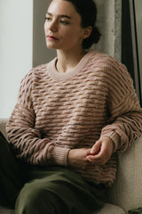 Itim Sweater - Mixed color organic cotton crew neck sweater - stripes of color