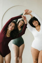 Sundara Bodysuit - Full Sleeve Organic Cotton Bodysuit with deep scoop neckline- soft, natural fiber elegant bodysuit with full sleeves