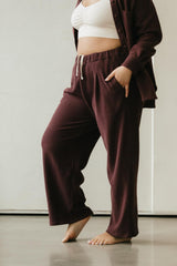 Zsuzsi Pants - Corduroy Wide leg organic cotton pants with elastic waist drawstring and pockets