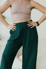 Zsuzsi Pants - Corduroy Wide leg organic cotton pants with elastic waist drawstring and pockets