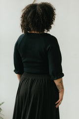 Rosita Wrap - Cropped organic cotton wraparound sweater with ties