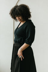 Rosita Wrap - Cropped organic cotton wraparound sweater with ties