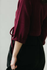 Rosita Wrap - Cropped organic cotton wraparound sweater with ties
