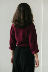 Rosita Wrap - Cropped organic cotton wraparound sweater with ties