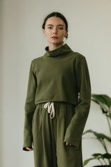 Acacia Crop Top - High Neck Crop Top Made from 100% Organic Cotton Knit Corduroy