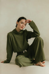 Acacia Crop Top - High Neck Crop Top Made from 100% Organic Cotton Knit Corduroy