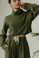 Acacia Crop Top - High Neck Crop Top Made from 100% Organic Cotton Knit Corduroy