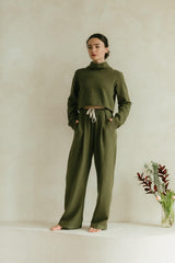 Acacia Crop Top - High Neck Crop Top Made from 100% Organic Cotton Knit Corduroy