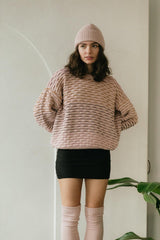 Itim Sweater - Mixed color organic cotton crew neck sweater - stripes of color