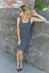 striped tank top dress - organic cotton stripes -mini dress