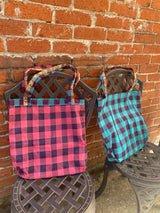 Kattam Totes - Reversible bags made from Madras Checks Saris - limited edition