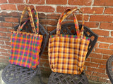 Kattam Totes - Reversible bags made from Madras Checks Saris - limited edition