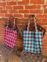 Kattam Totes - Reversible bags made from Madras Checks Saris - limited edition