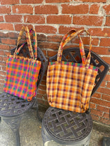 Kattam Totes - Reversible bags made from Madras Checks Saris - limited edition