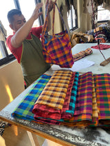 Kattam Totes - Reversible bags made from Madras Checks Saris - limited edition