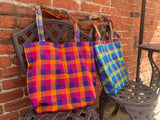 Kattam Totes - Reversible bags made from Madras Checks Saris - limited edition