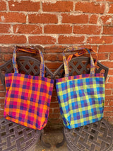 Kattam Totes - Reversible bags made from Madras Checks Saris - limited edition