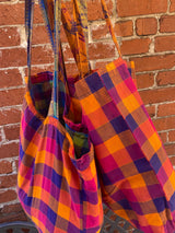 Kattam Totes - Reversible bags made from Madras Checks Saris - limited edition