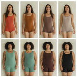 Marilyn Bodysuit - organic cotton reversible shorts bodysuit - alternative retro style swimsuit