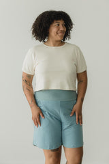 Long Shorts - knee length high waisted shorts with pockets - organic cotton shorts