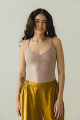 Organic Cotton Sleeveless Bodysuit: Alternative swimwear, Cross Back Straps, Thick Material