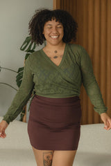 Diamonte Sweater Wrap - organic cotton wrap sweater with diamond lace knit - tie sweater