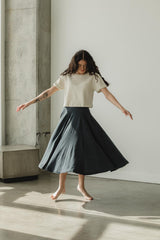 Organic Cotton Twirl Skirt with Pockets - Lightweight Heather Jersey