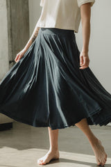 Organic Cotton Twirl Skirt with Pockets - Lightweight Heather Jersey