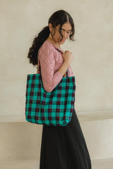 Kattam Totes - Reversible bags made from Madras Checks Saris - limited edition