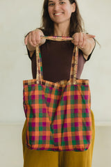 Kattam Totes - Reversible bags made from Madras Checks Saris - limited edition