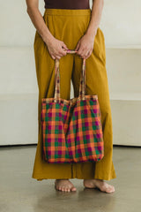 Kattam Totes - Reversible bags made from Madras Checks Saris - limited edition