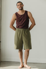 Sailesh Shorts - relaxed fit drawstring shorts with deep pockets - 100% organic cotton knit corduroy