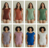 Yin Yang Bodysuit - organic cotton alternative modest swimwear - Reversible cap sleeve one piece