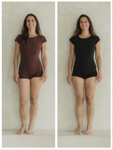 Yin Yang Bodysuit - organic cotton alternative modest swimwear - Reversible cap sleeve one piece