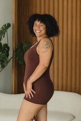 Marilyn Bodysuit - organic cotton reversible shorts bodysuit - alternative retro style swimsuit