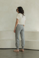 Jacquard Joggers - organic cotton high rise soft pant with pockets - mini herringbone jogger pants